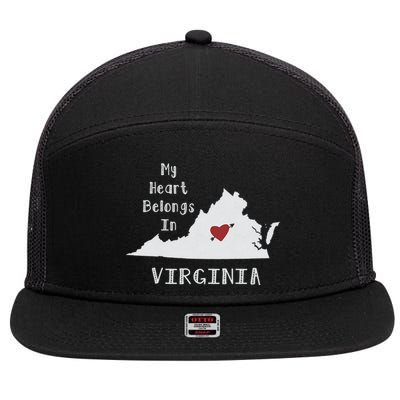 My Heart Belongs In Virginia 7 Panel Mesh Trucker Snapback Hat