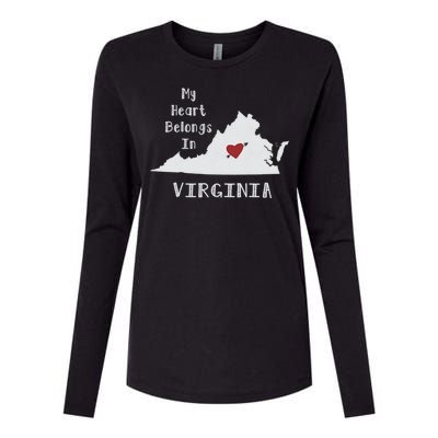 My Heart Belongs In Virginia Womens Cotton Relaxed Long Sleeve T-Shirt