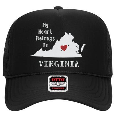 My Heart Belongs In Virginia High Crown Mesh Back Trucker Hat