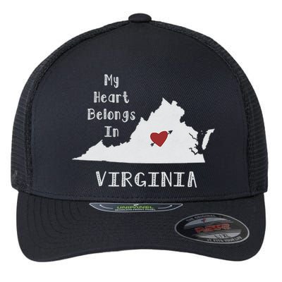 My Heart Belongs In Virginia Flexfit Unipanel Trucker Cap