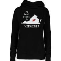 My Heart Belongs In Virginia Womens Funnel Neck Pullover Hood