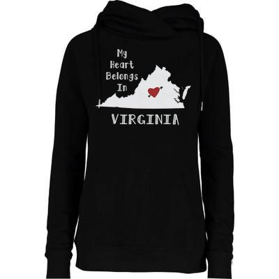 My Heart Belongs In Virginia Womens Funnel Neck Pullover Hood