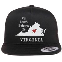 My Heart Belongs In Virginia Flat Bill Trucker Hat