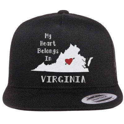 My Heart Belongs In Virginia Flat Bill Trucker Hat