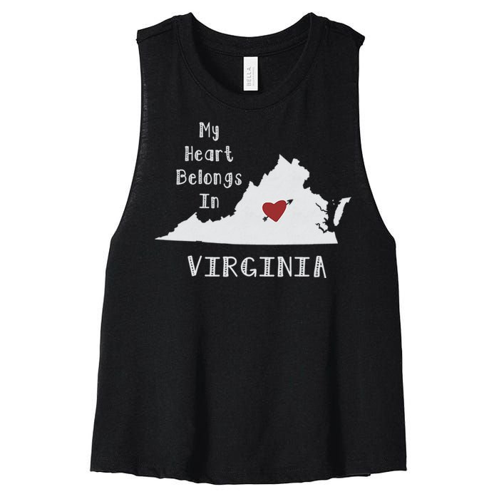 My Heart Belongs In Virginia Women's Racerback Cropped Tank