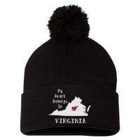 My Heart Belongs In Virginia Pom Pom 12in Knit Beanie