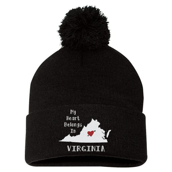 My Heart Belongs In Virginia Pom Pom 12in Knit Beanie