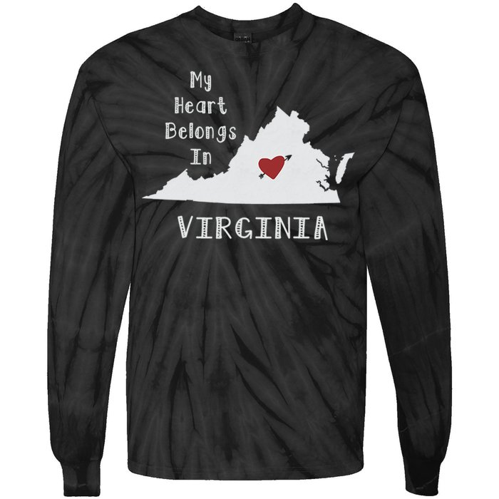 My Heart Belongs In Virginia Tie-Dye Long Sleeve Shirt