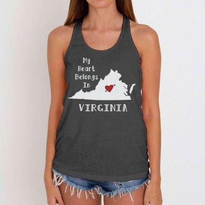 My Heart Belongs In Virginia Women's Knotted Racerback Tank