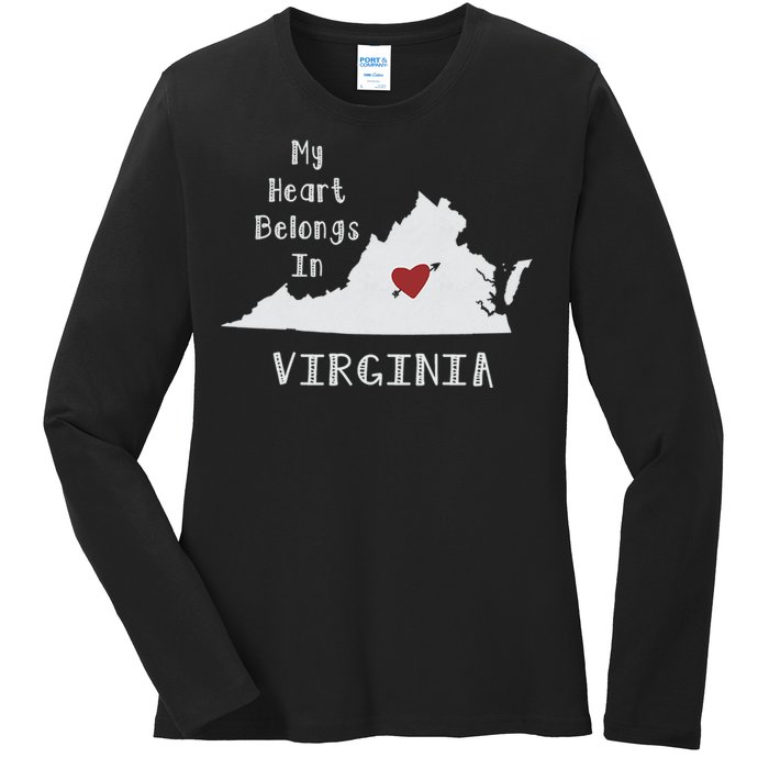 My Heart Belongs In Virginia Ladies Long Sleeve Shirt