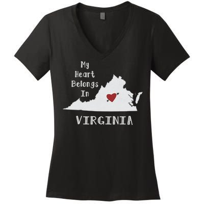 My Heart Belongs In Virginia Women's V-Neck T-Shirt