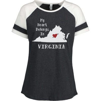 My Heart Belongs In Virginia Enza Ladies Jersey Colorblock Tee