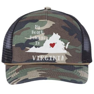 My Heart Belongs In Virginia Retro Rope Trucker Hat Cap