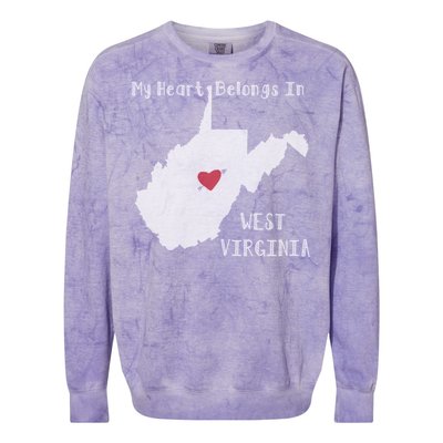 My Heart Belongs In West Virginia Colorblast Crewneck Sweatshirt