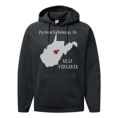 My Heart Belongs In West Virginia Performance Fleece Hoodie