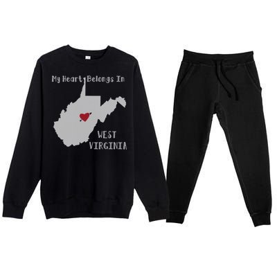 My Heart Belongs In West Virginia Premium Crewneck Sweatsuit Set