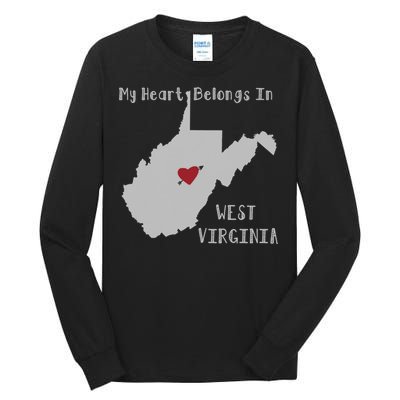 My Heart Belongs In West Virginia Tall Long Sleeve T-Shirt