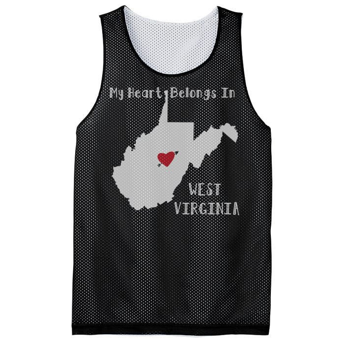 My Heart Belongs In West Virginia Mesh Reversible Basketball Jersey Tank