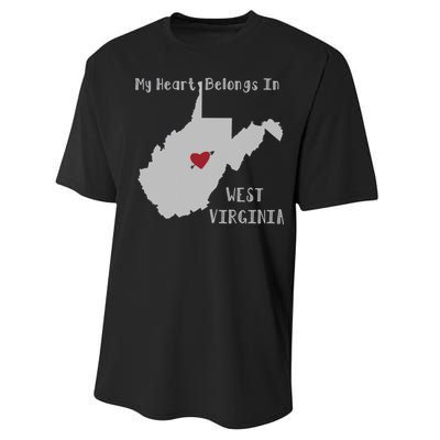 My Heart Belongs In West Virginia Performance Sprint T-Shirt