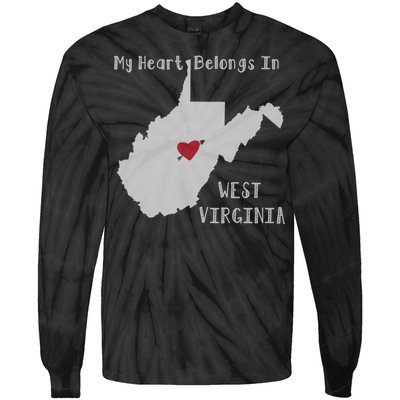 My Heart Belongs In West Virginia Tie-Dye Long Sleeve Shirt