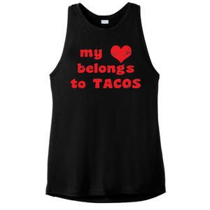 My Heart Belongs To Tacos Valentines Day Ladies PosiCharge Tri-Blend Wicking Tank