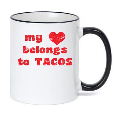 My Heart Belongs To Tacos Valentines Day 11oz Black Color Changing Mug