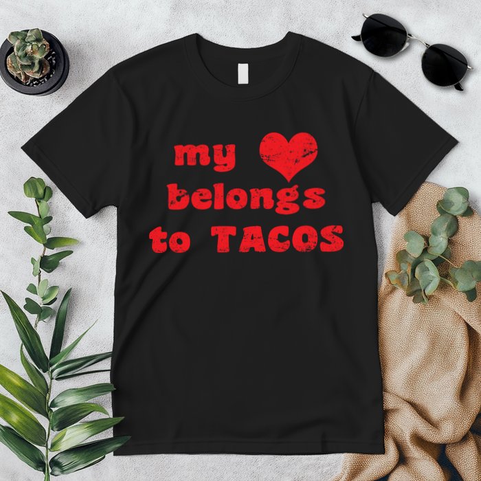 My Heart Belongs To Tacos Valentines Day Premium T-Shirt