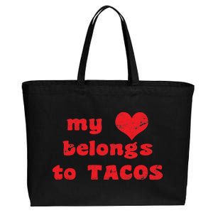 My Heart Belongs To Tacos Valentines Day Cotton Canvas Jumbo Tote