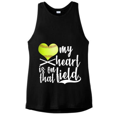 My Heart Is On That Field Baseball Ladies PosiCharge Tri-Blend Wicking Tank
