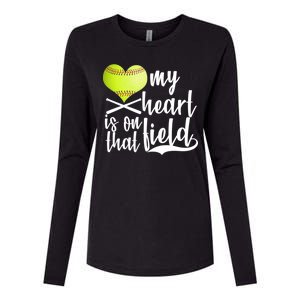 My Heart Is On That Field Baseball Womens Cotton Relaxed Long Sleeve T-Shirt