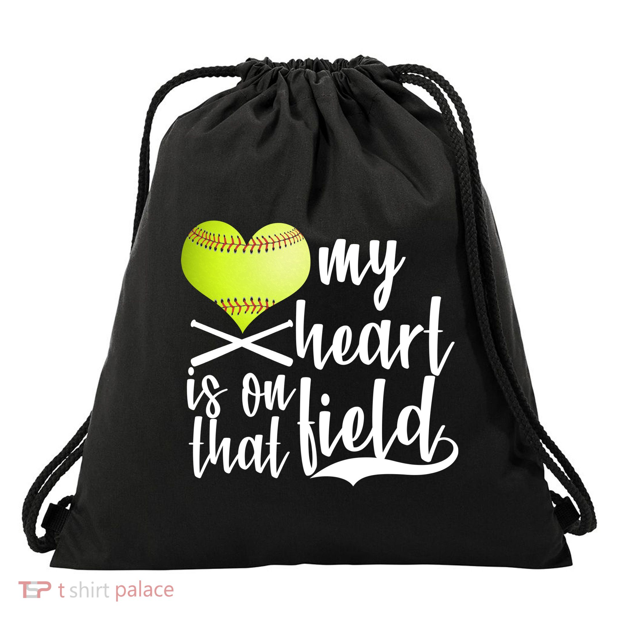 My Heart Is On That Field Baseball Drawstring Bag