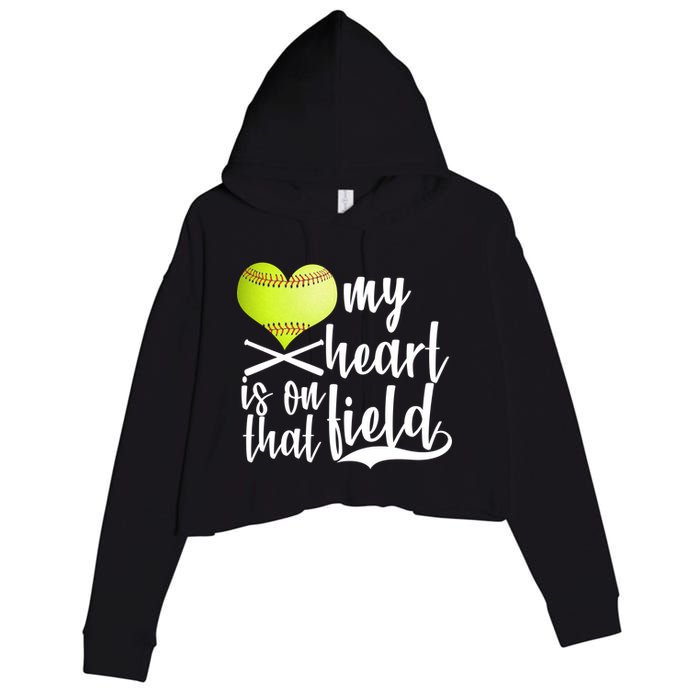 My Heart Is On That Field Baseball Crop Fleece Hoodie