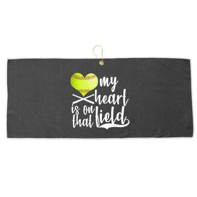 My Heart Is On That Field Baseball Large Microfiber Waffle Golf Towel