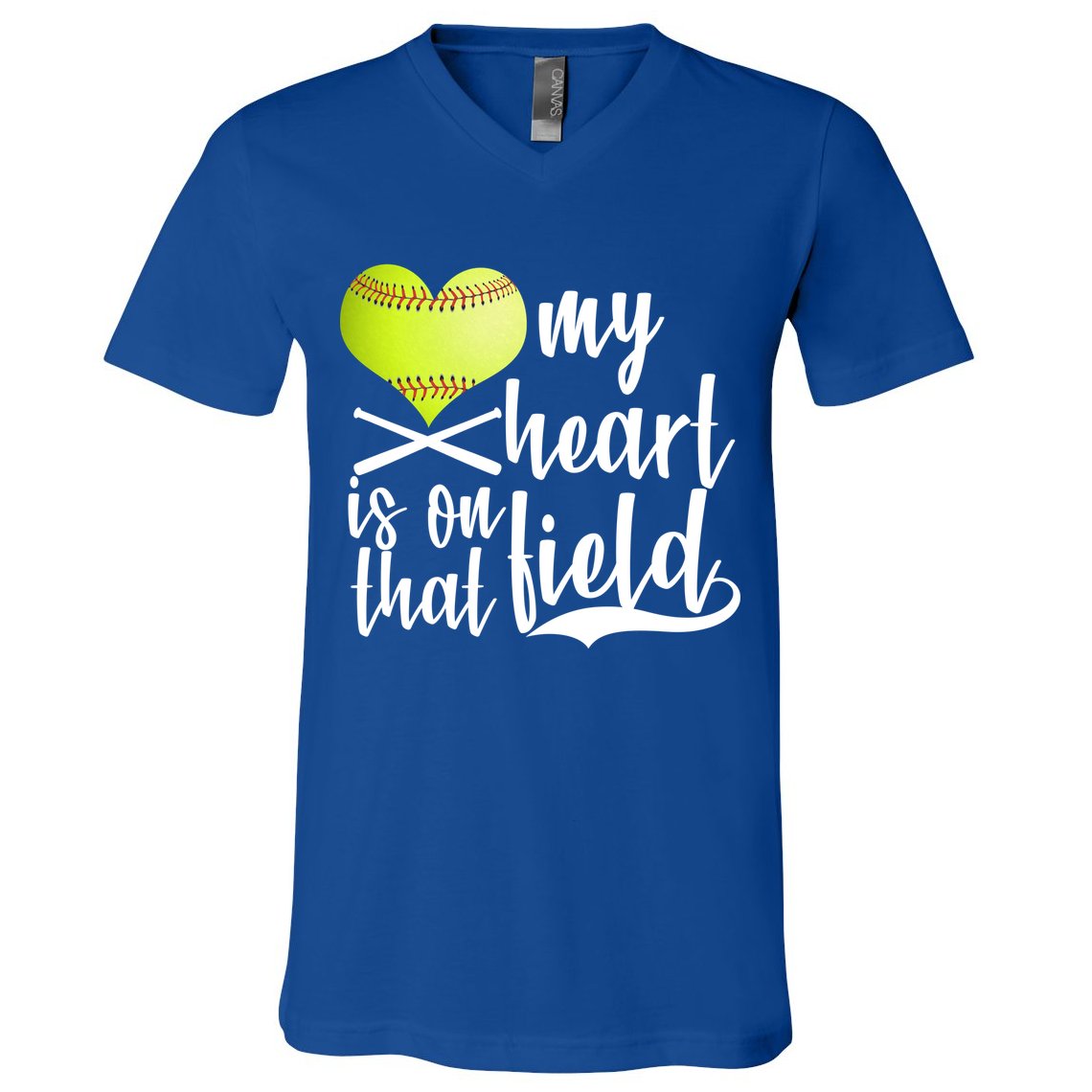 My Heart Is On That Field Baseball V-Neck T-Shirt