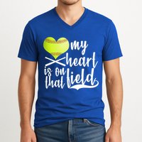 My Heart Is On That Field Baseball V-Neck T-Shirt