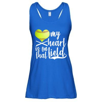 My Heart Is On That Field Baseball Ladies Essential Flowy Tank