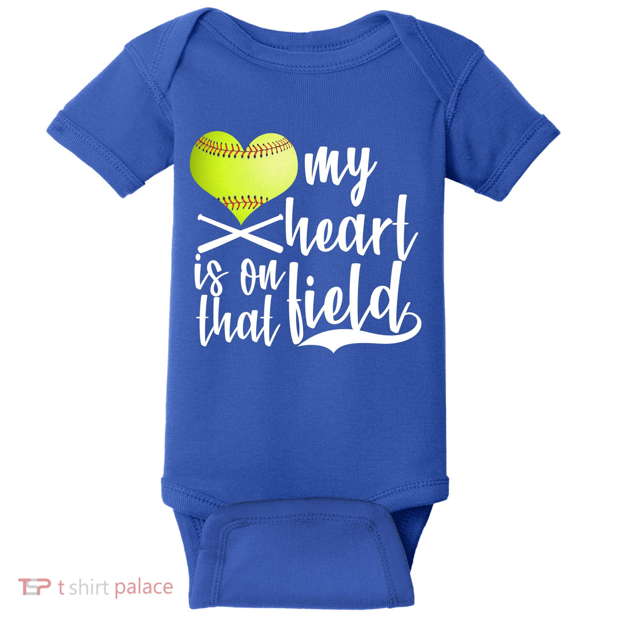My Heart Is On That Field Baseball Baby Bodysuit