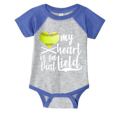 My Heart Is On That Field Baseball Infant Baby Jersey Bodysuit