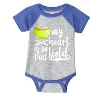 My Heart Is On That Field Baseball Infant Baby Jersey Bodysuit