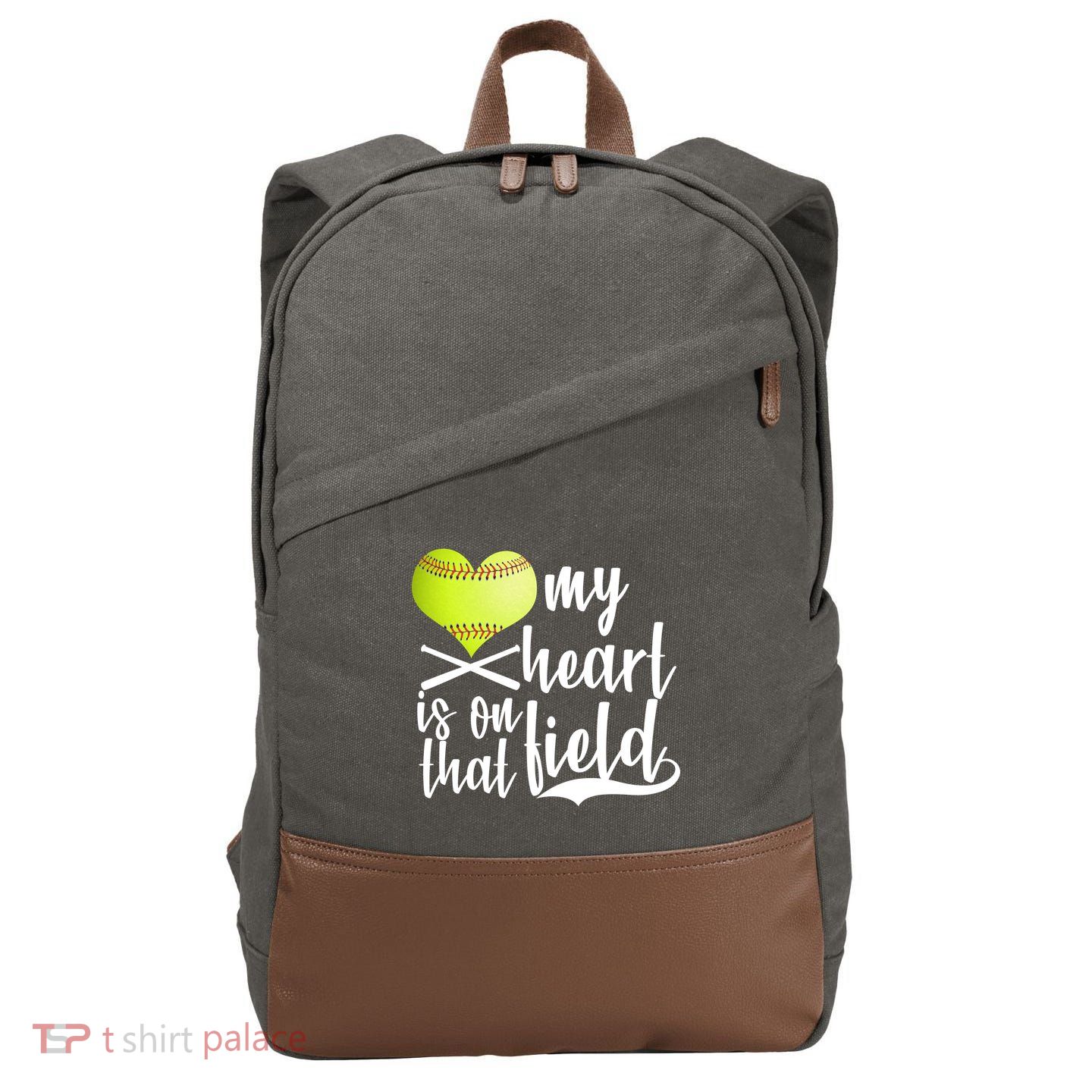 My Heart Is On That Field Baseball Cotton Canvas Backpack
