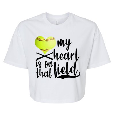 My Heart Is On That Field Baseball Bella+Canvas Jersey Crop Tee