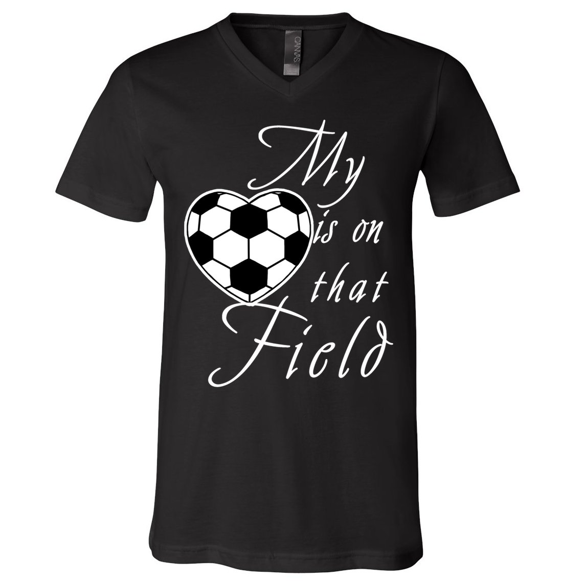 My Heart Is On that Field Cute Soccer V-Neck T-Shirt