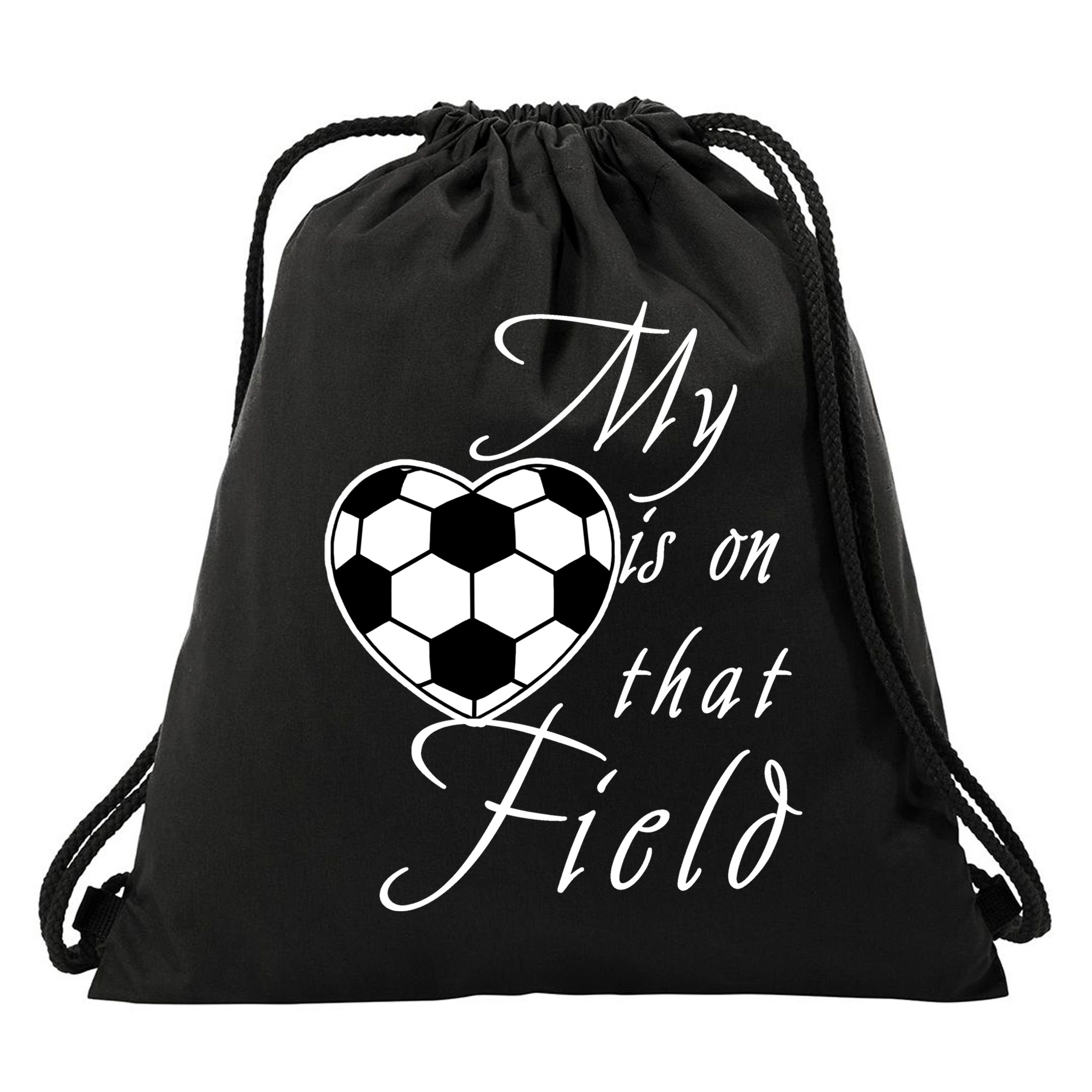 My Heart Is On that Field Cute Soccer Drawstring Bag