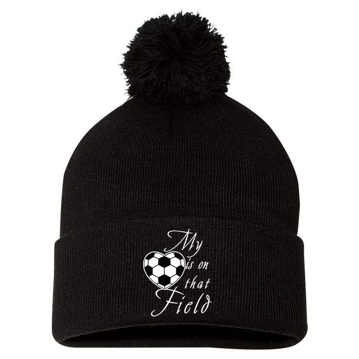 My Heart Is On that Field Cute Soccer Pom Pom 12in Knit Beanie
