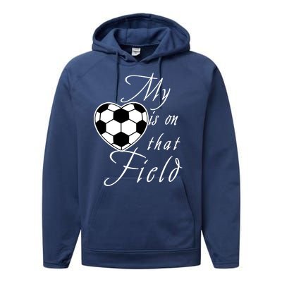 My Heart Is On that Field Cute Soccer Performance Fleece Hoodie