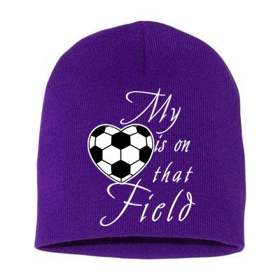 My Heart Is On that Field Cute Soccer Short Acrylic Beanie