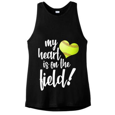 My Heart Is On The Field Baseball Player Ladies PosiCharge Tri-Blend Wicking Tank