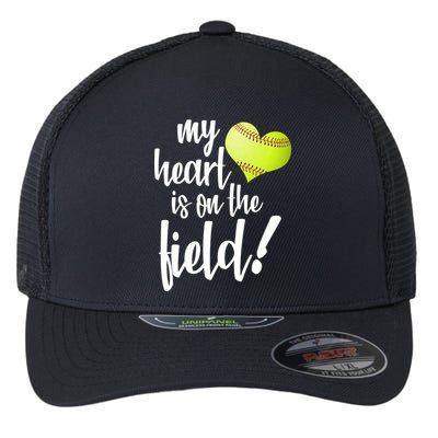 My Heart Is On The Field Baseball Player Flexfit Unipanel Trucker Cap
