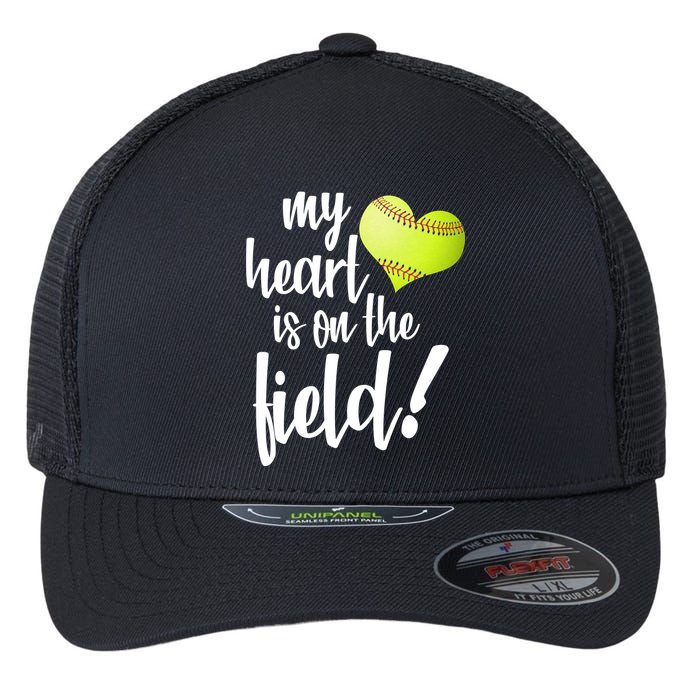 My Heart Is On The Field Baseball Player Flexfit Unipanel Trucker Cap