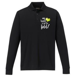 My Heart Is On The Field Baseball Player Performance Long Sleeve Polo